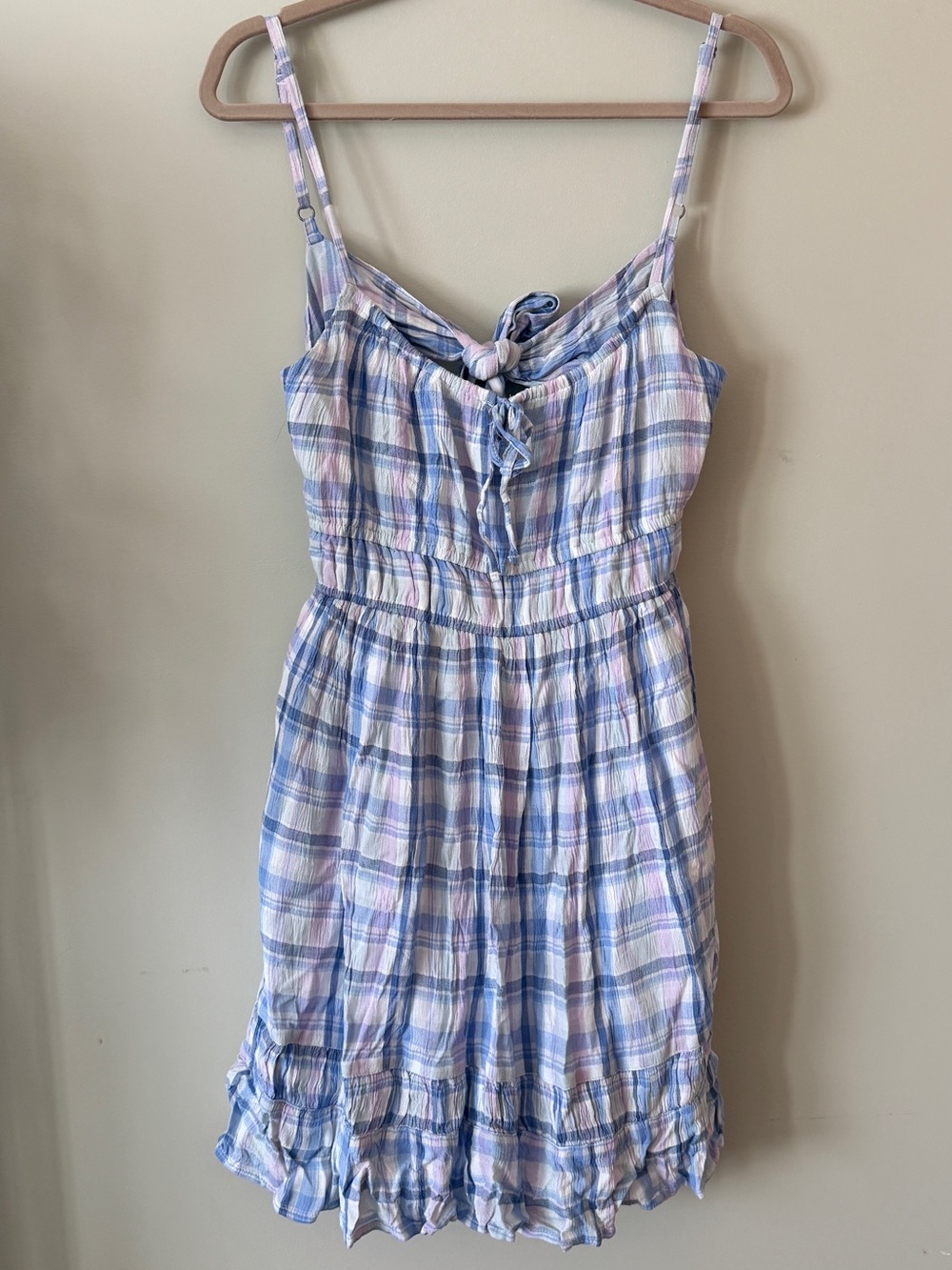 TALL Pastel Plaid Mini Sundress Skort with Open Back